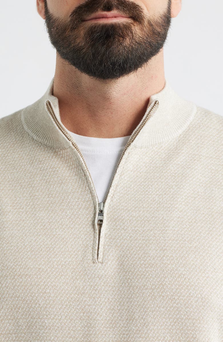 Peter Millar Crown Crafted Barlow Merino Wool Blend Quarter Zip Sweater, Alternate, color, Truffle