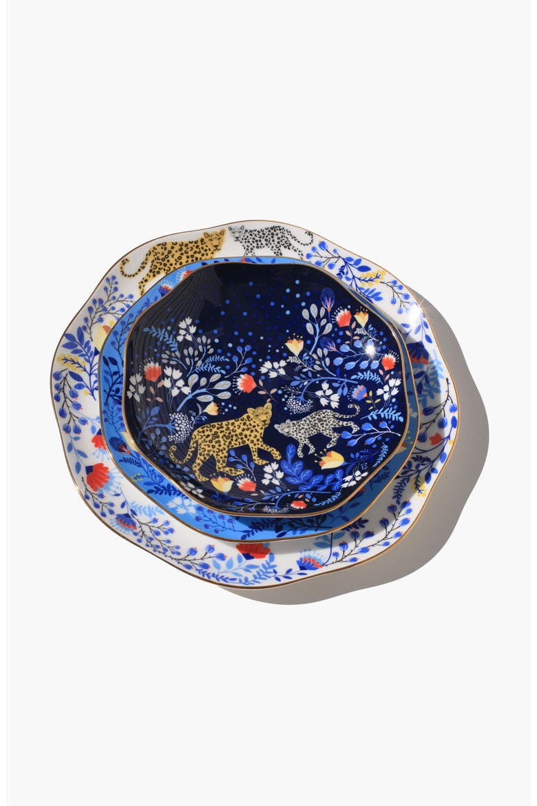 Amazon Rainforest Bone China Plates In Blue, Set Of Three, Alternate, color, Blue