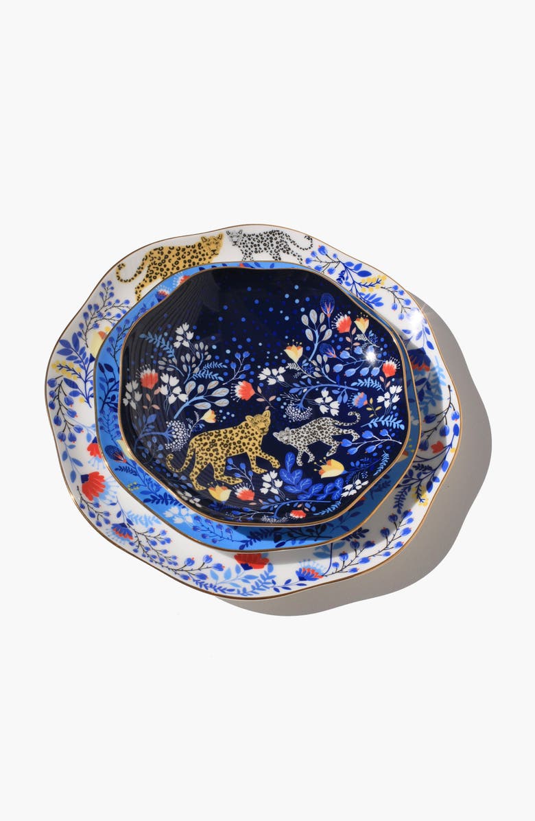 Jessie Zhao New York Amazon Rainforest Bone China Plates In Blue, Set Of Three, Alternate, color, Blue