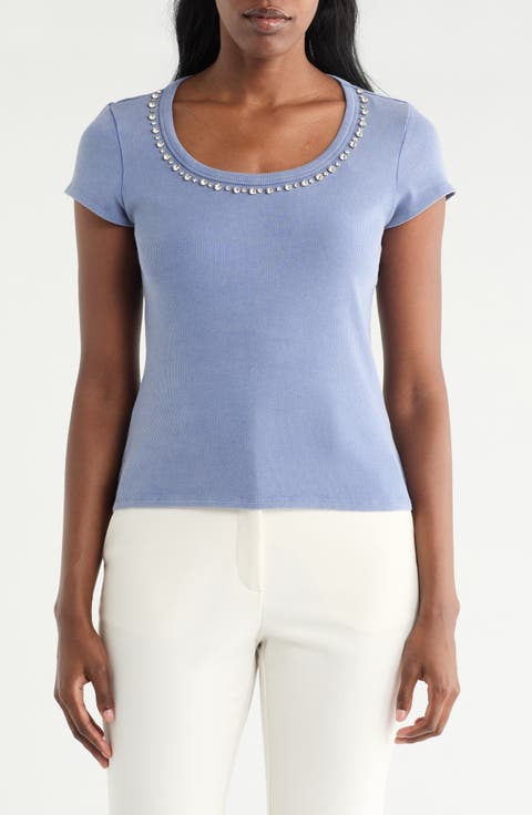 Rhinestone Trim T-Shirt