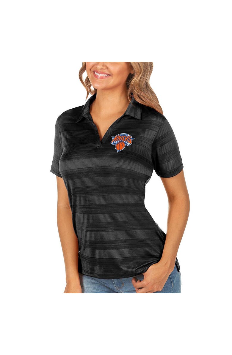 ANTIGUA Women's Antigua Black New York Knicks Compass Polo, Main, color, 