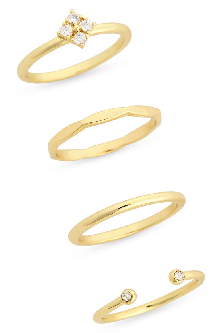 4-Piece Stackable Ring Set, Main, color, CLEAR / GOLD