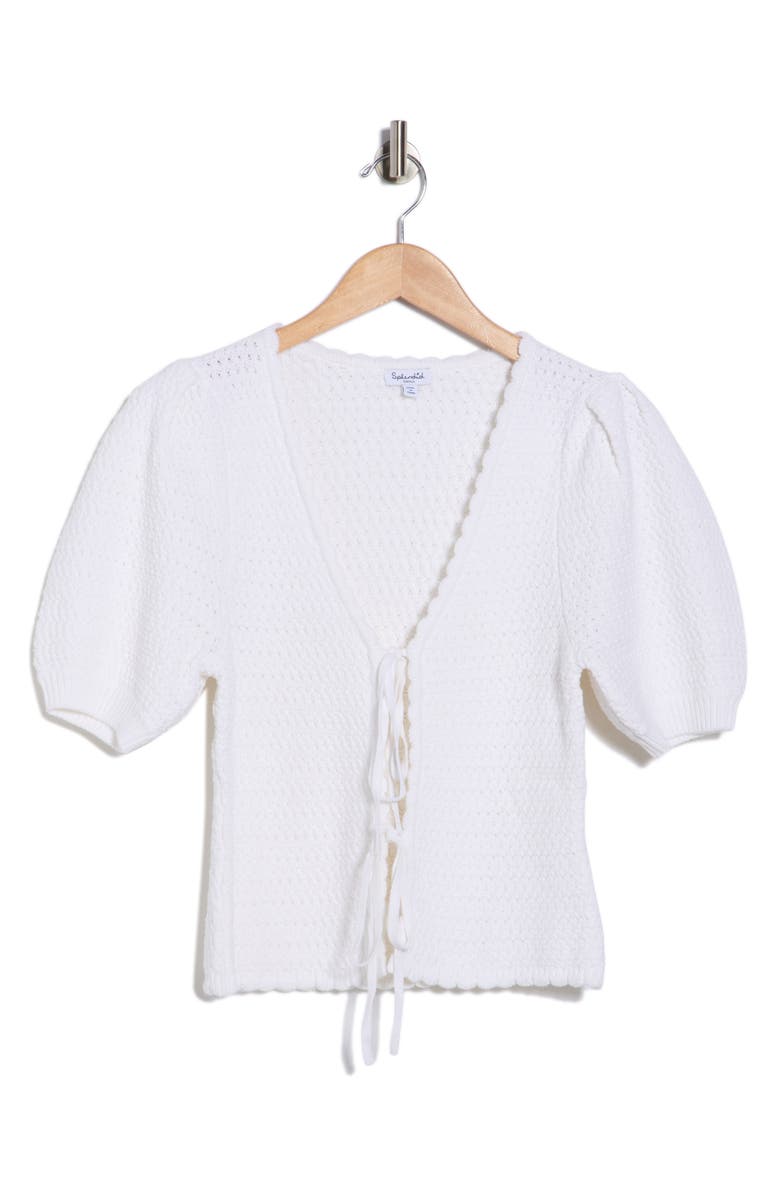 Splendid Tie Front Sweater, Main, color, White