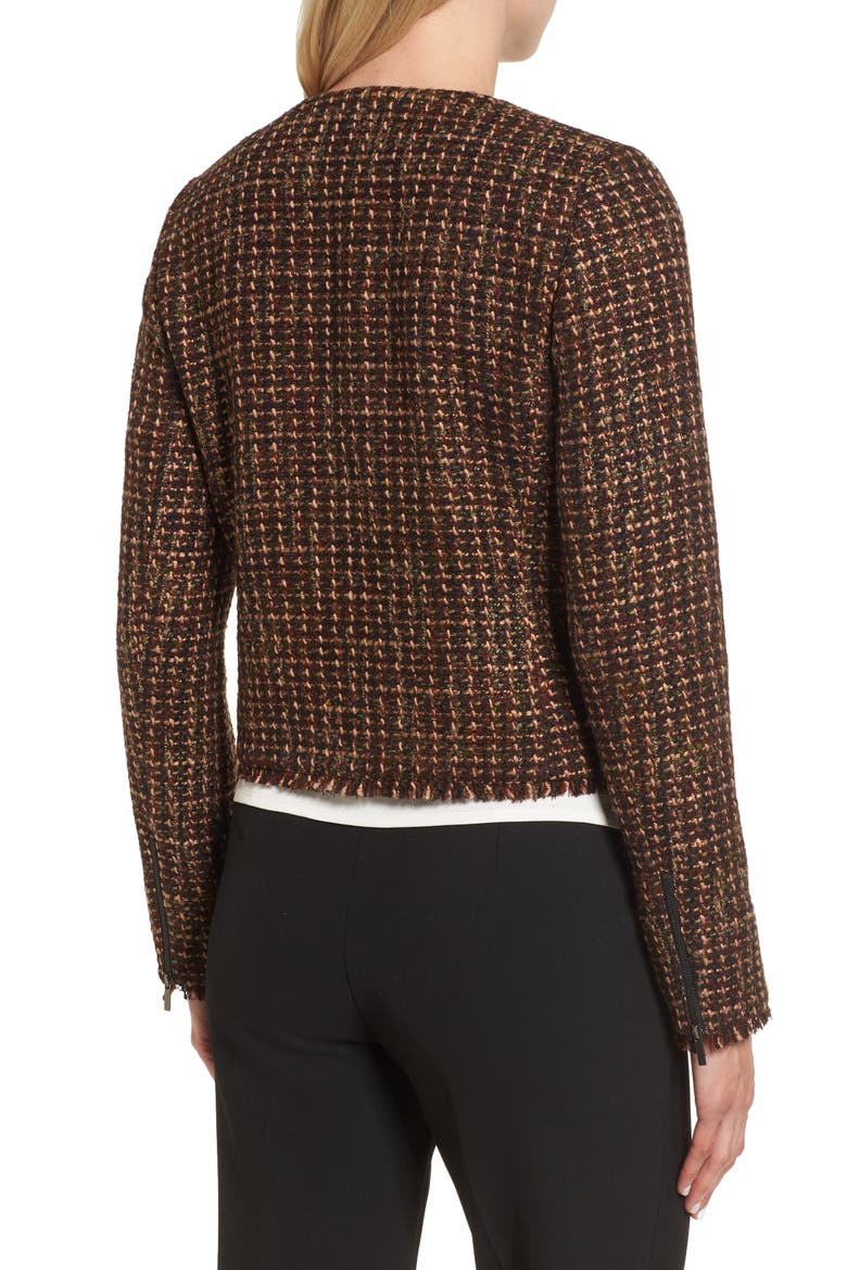 Crop Tweed Jacket, Alternate, color, BROWN TWEED