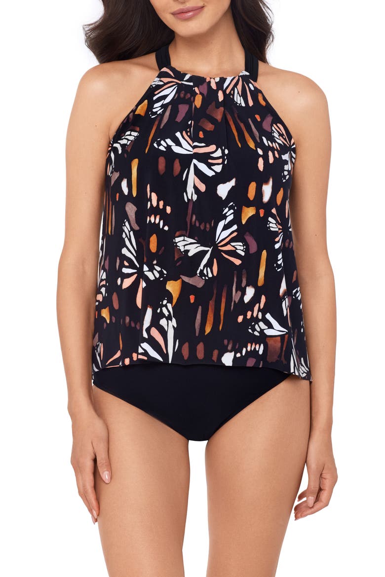 Chrysalis Esme Tankini Top, Main, color, BLACK/ MULTI