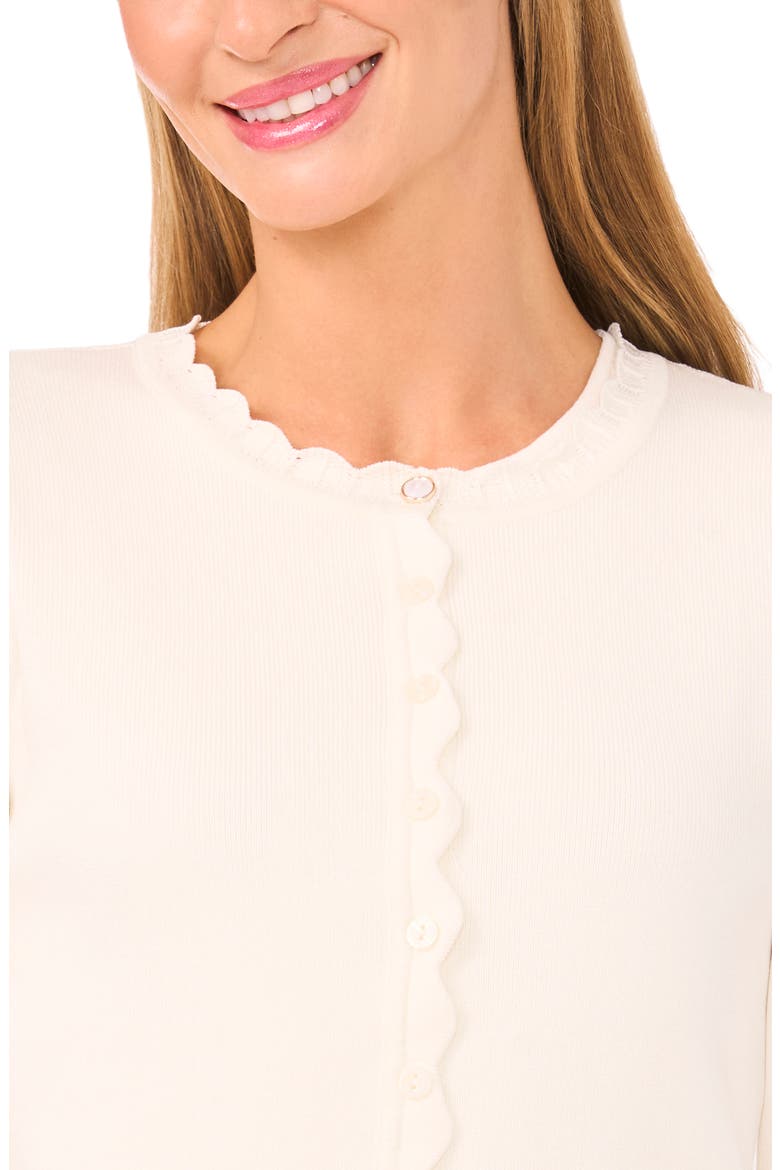 Scallop Detail Cardigan, Alternate, color, VANILLA ICE