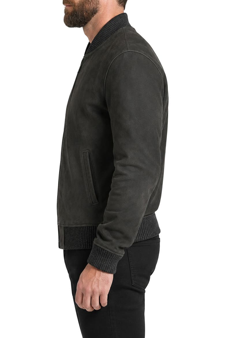 Classic Suede Bomber Jacket, Alternate, color, DARK GREY