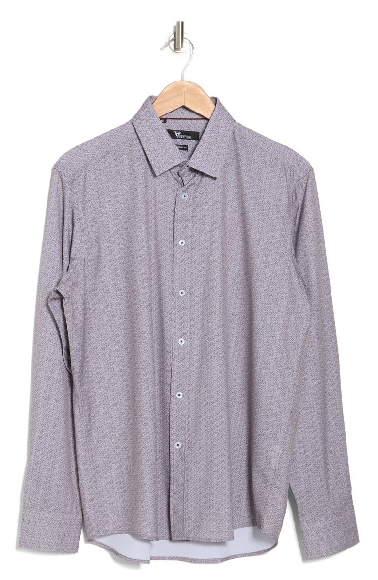 T.R. PREMIUM Ditsy Print Stretch Button-Up Shirt, Alternate, color,