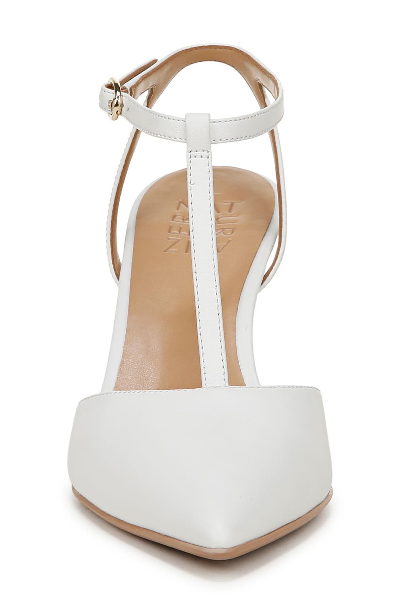Astrid T-Strap Pointed Toe Pump, Alternate, color, WHITE LEATHER