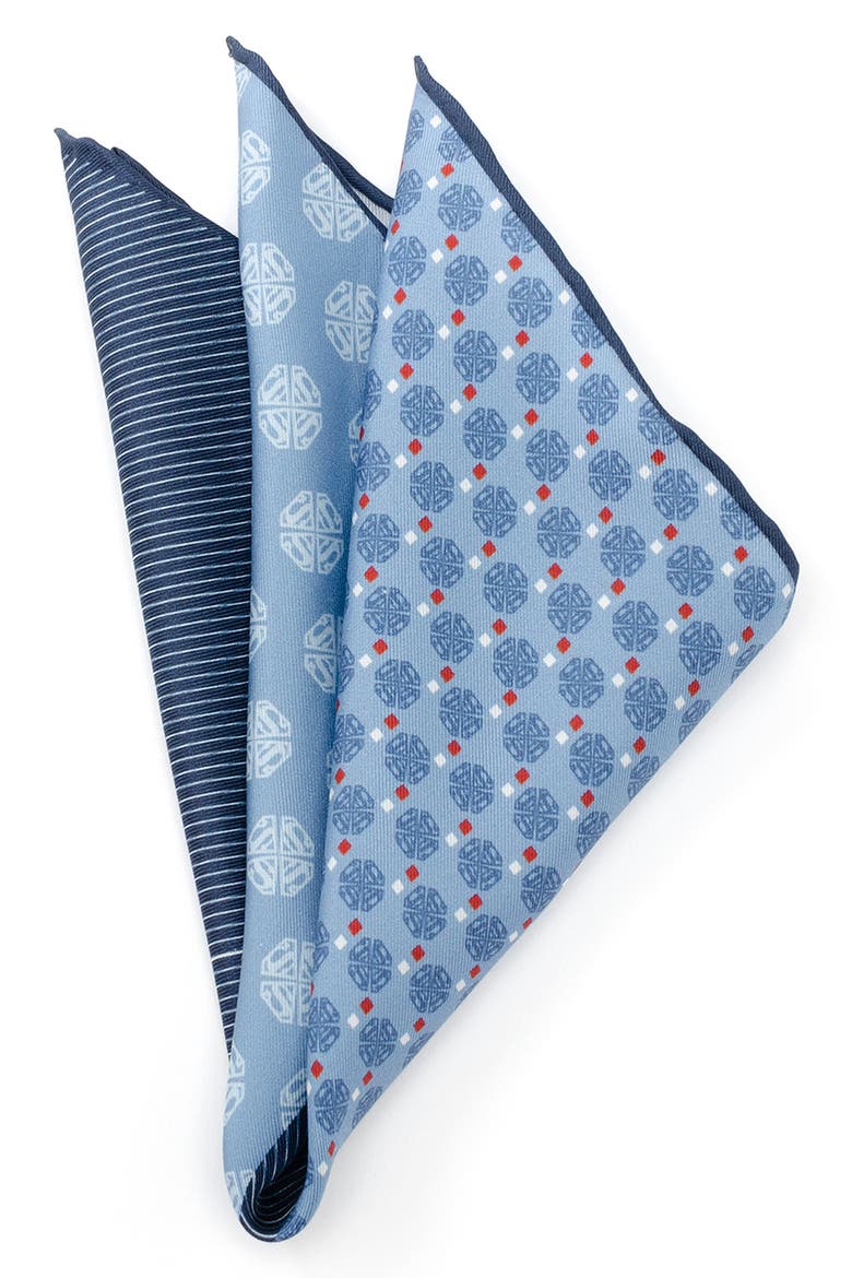 Superman Motif Silk Pocket Square, Main, color, BLUE