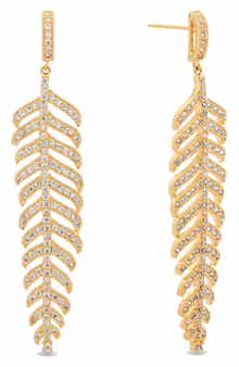 EYE CANDY LOS ANGELES Camila Feather Cubic Zirconia Drop Earrings