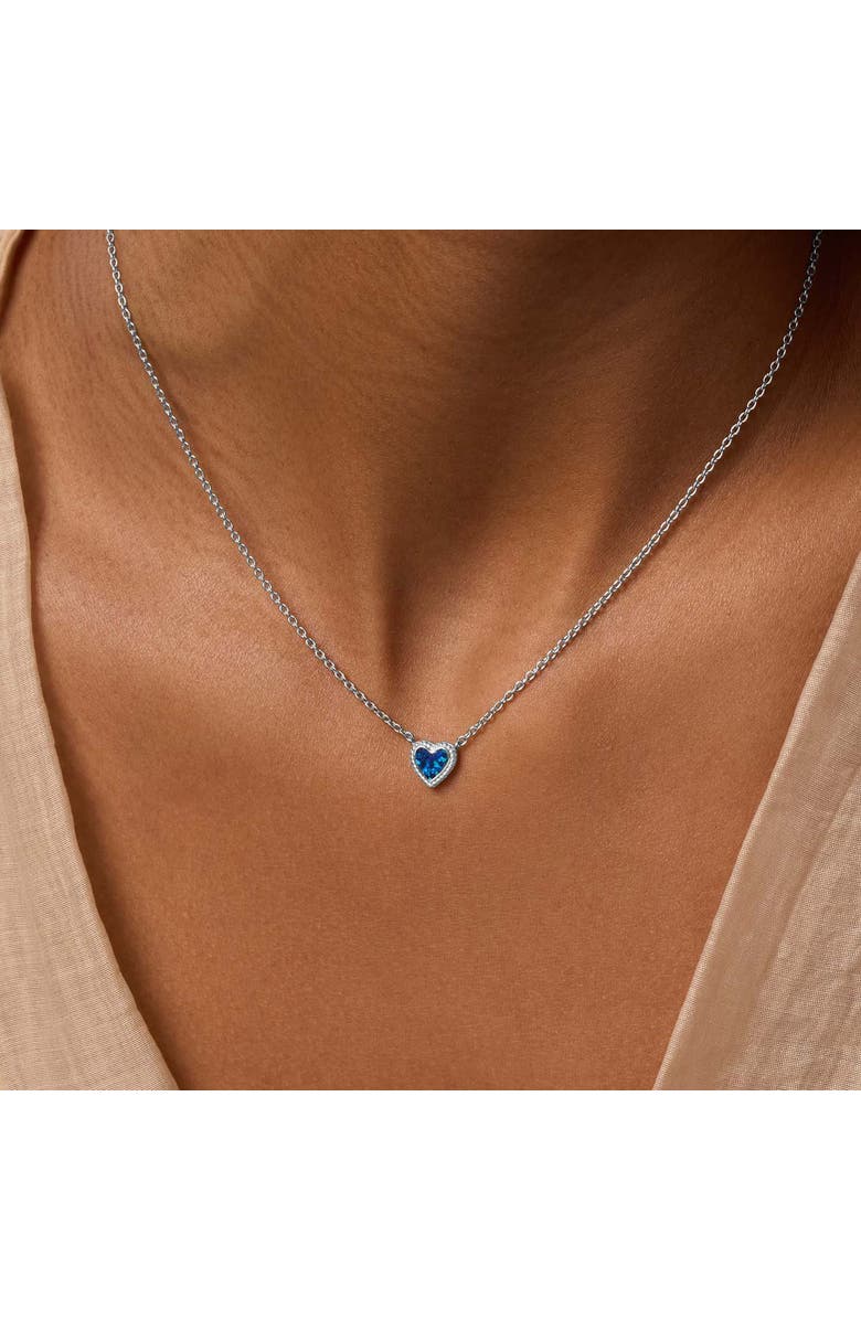 Karma and Luck Calming Energy Lab Blue Opal Heart Silver Necklace, Alternate, color, Silver/Blue