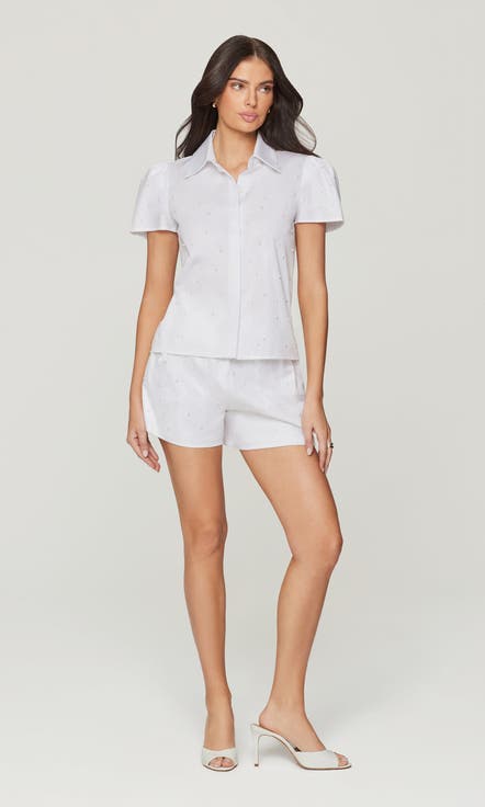 Betty Pearl Embellished  Poplin Shorts