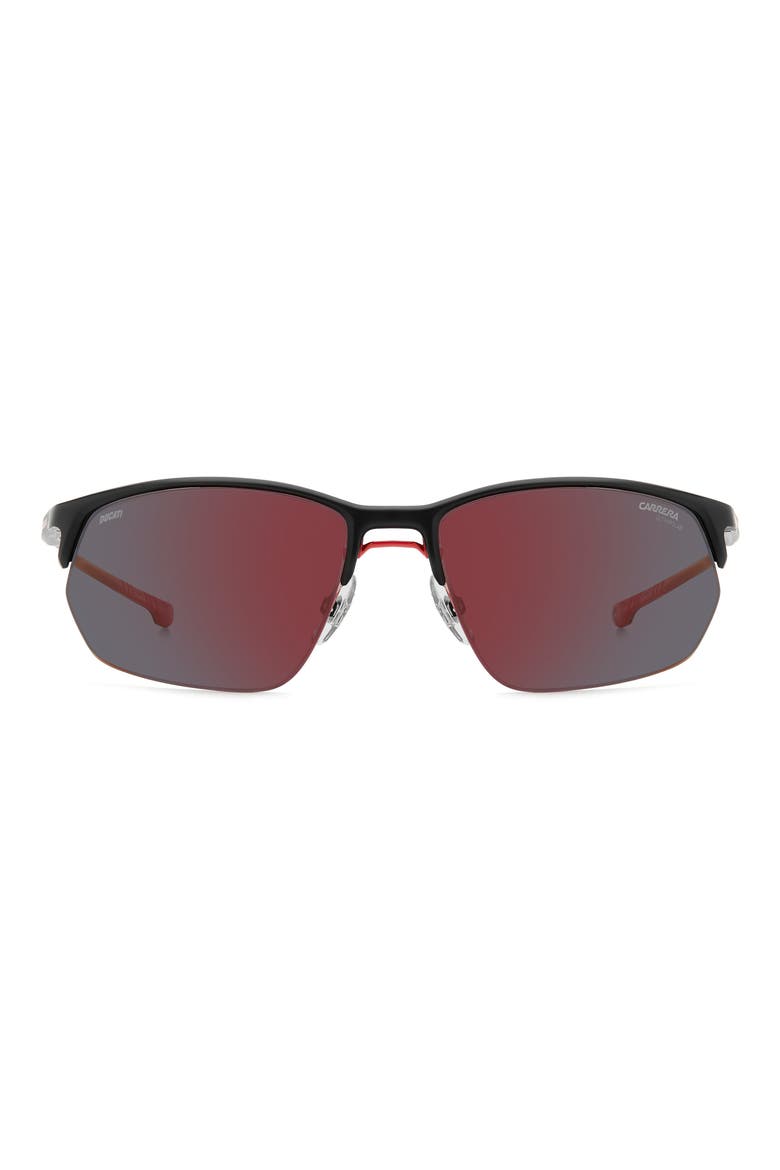 Carduc 65mm Polarized Rectangular Sunglasses, Alternate, color, MATTE BLACK/ RED