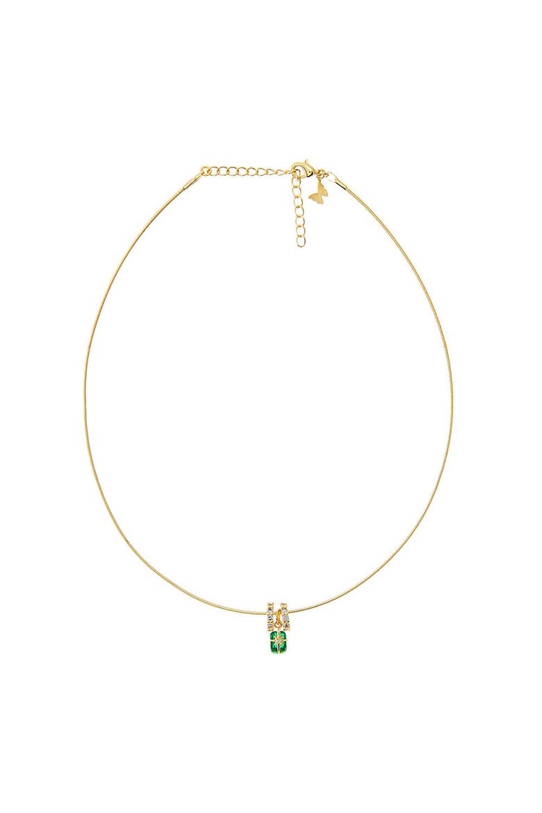 Green Motif Rondelle Charm Omega Chain Necklace, Main, color, Emerald Green