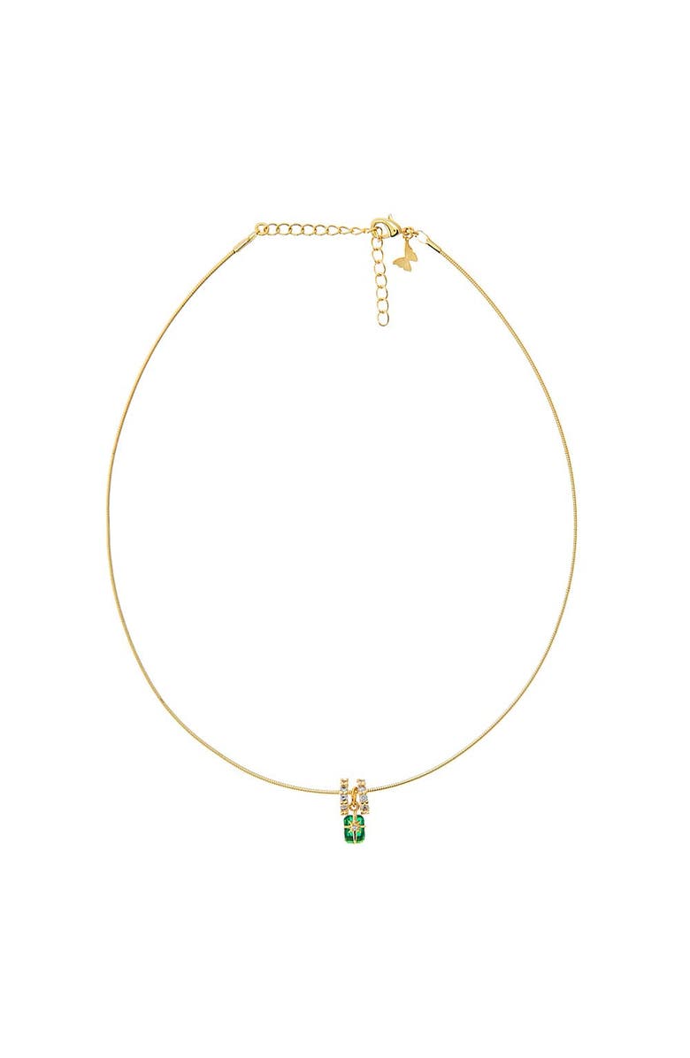 BY ADINA EDEN Green Motif Rondelle Charm Omega Chain Necklace, Main, color, Emerald Green