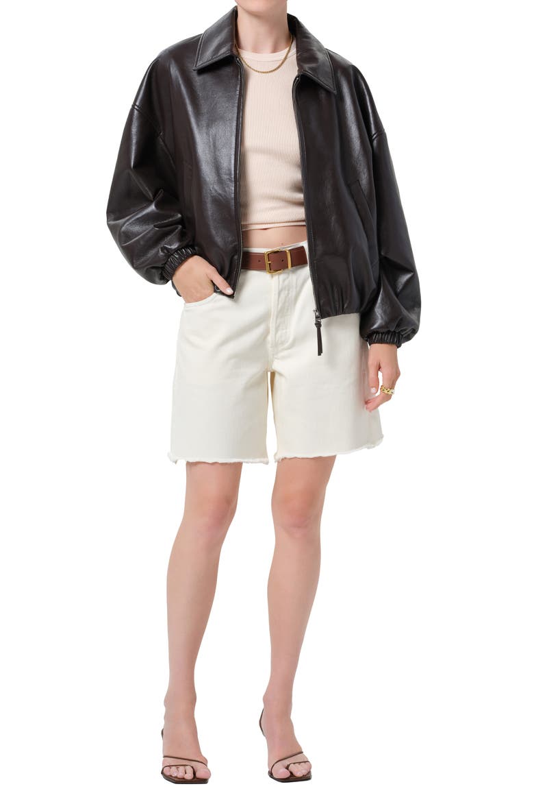 Bubble Hem Bomber Jacket, Alternate, color, CHOCOLATE DK BR