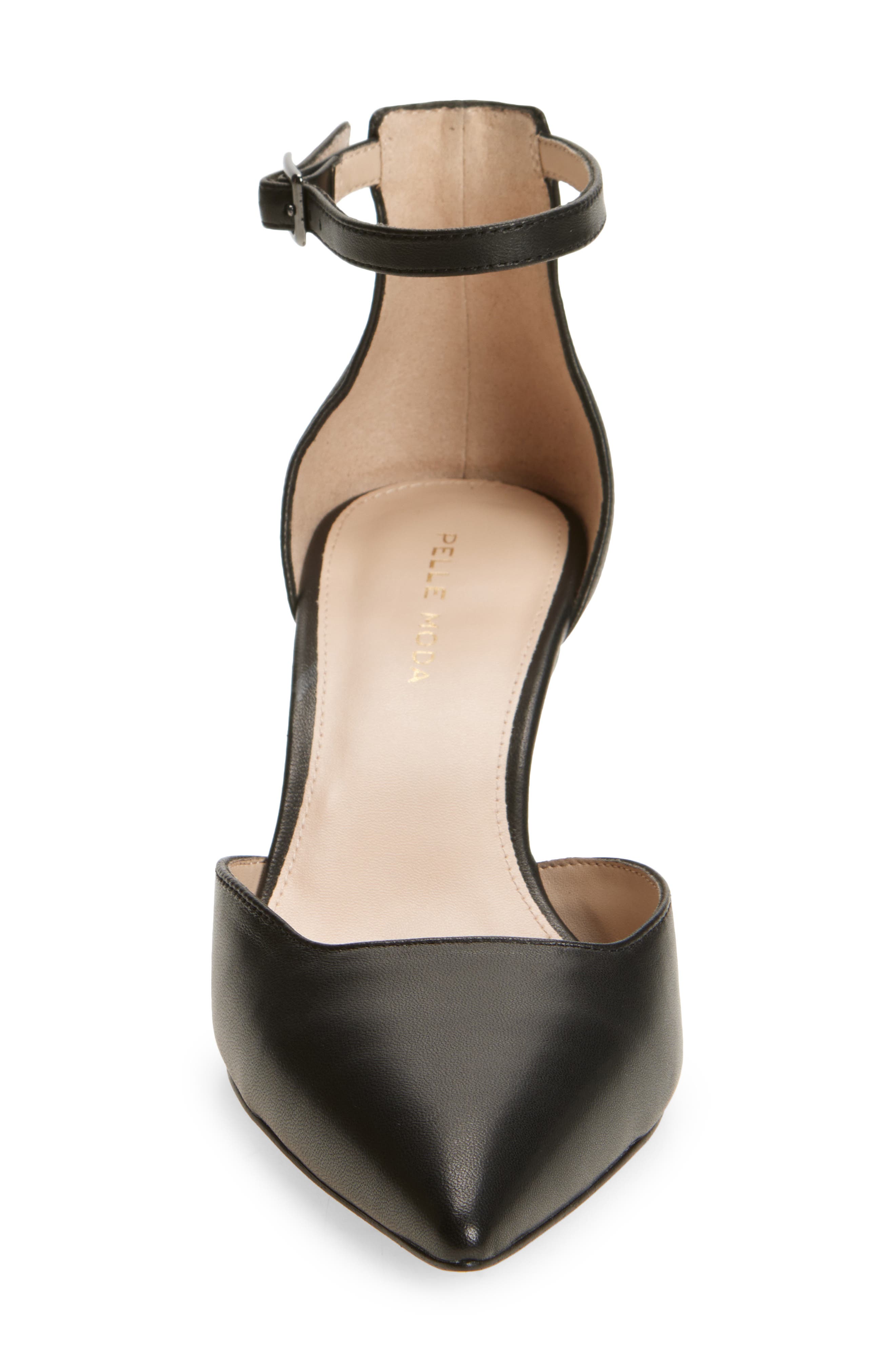 Pelle Moda Kendal Ankle Strap Pointed Toe Kitten Heel Pump, Alternate, color, Black