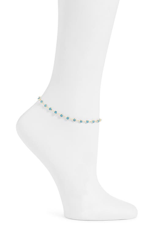 SHYMI Bezel Set Cubic Zirconia Anklet in Gold & Turquoise  product