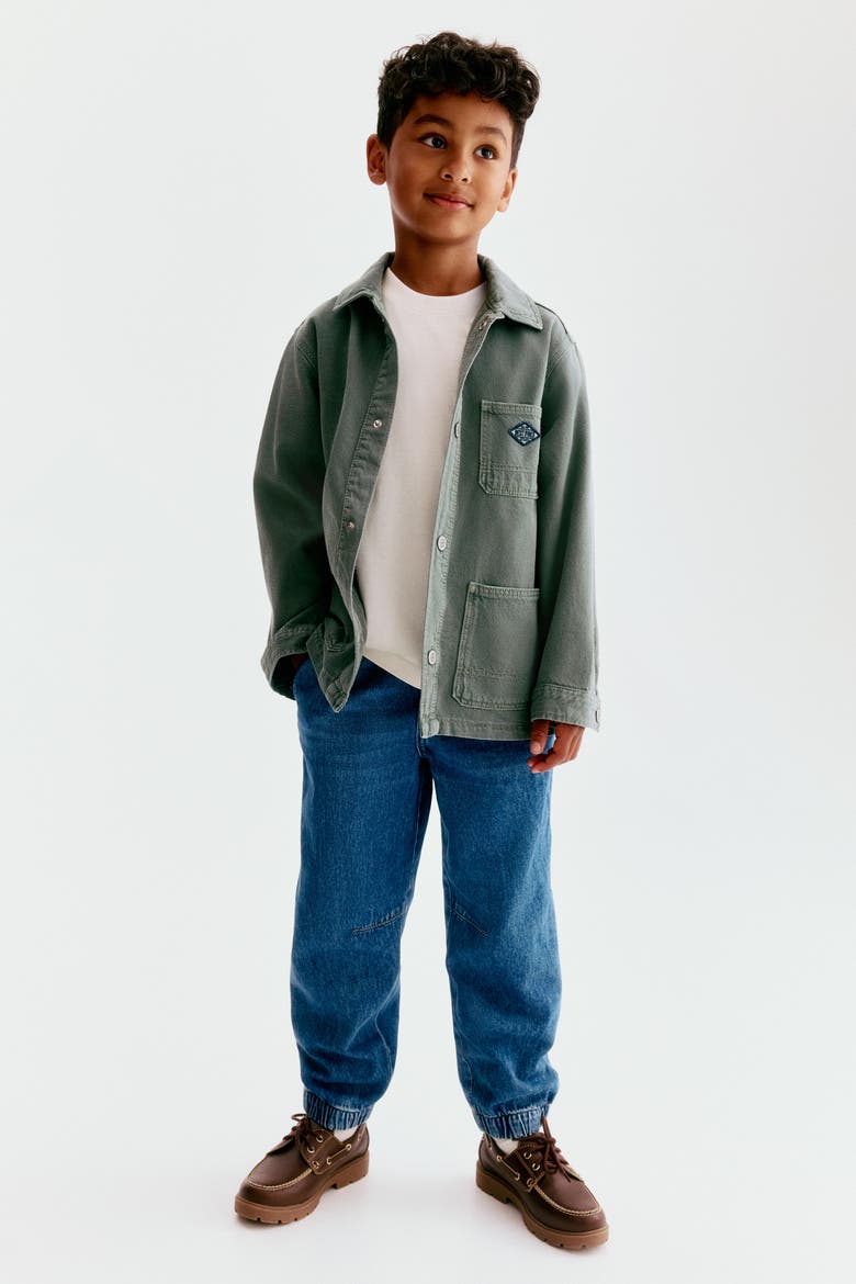 Oversized Cotton Overshirt, Main, color, Dusty green/Best Vibes
