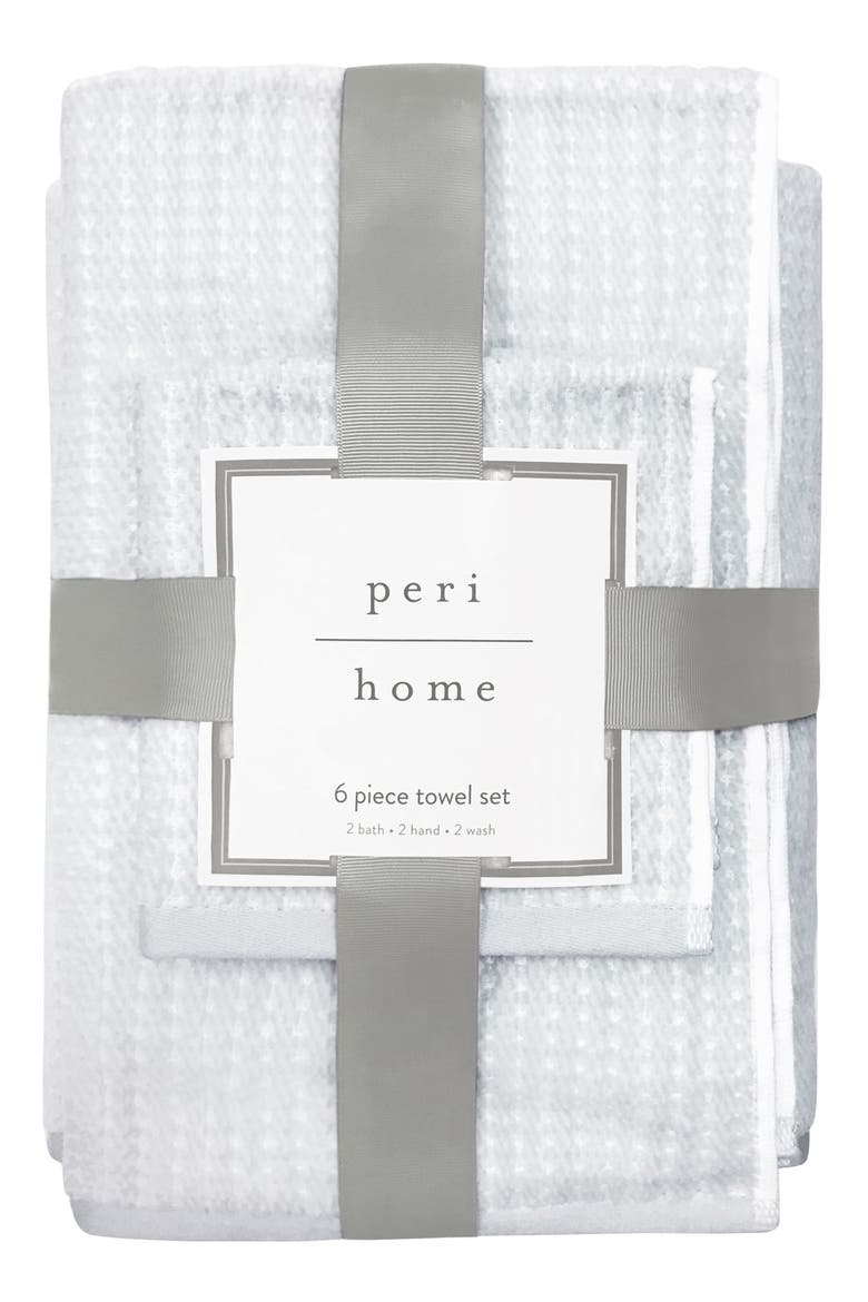 Mingled Stripe Set of 6 Towels, Alternate, color, GREY