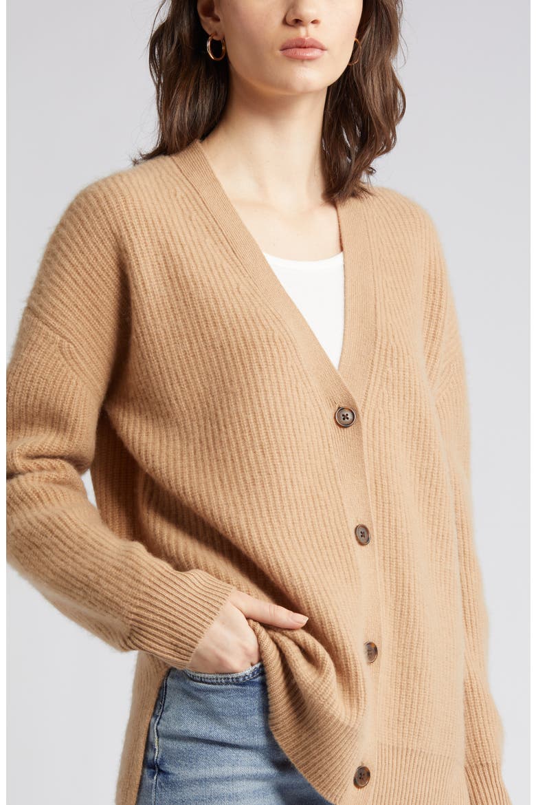 V-Neck Cashmere Cardigan, Alternate, color, CAMEL