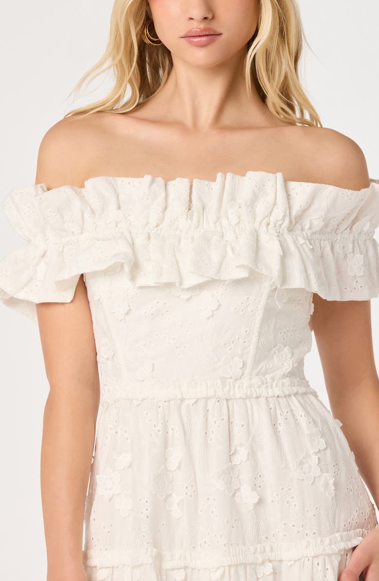 ASTR the Label Piccola Off the Shoulder Cotton Eyelet Dress, Alternate, color, White