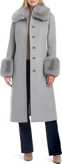 INC Button Front Coat Fur Collar Cuffs with Belt outlet Size Small