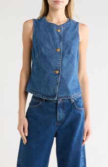 Current/Elliott Fitted Button Front Denim Vest