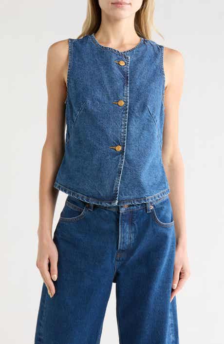 Current/Elliott Fitted Button Front Denim Vest
