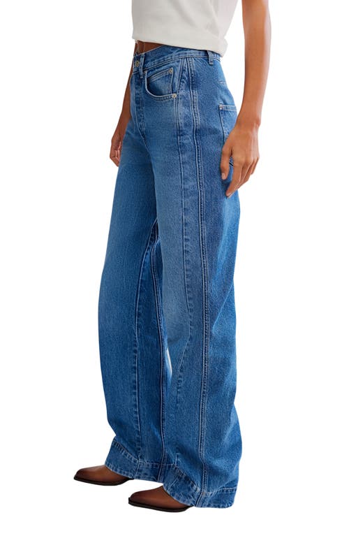 Free People Stick Around Slim Curve Relaxed Straight Leg Jeans In Blue