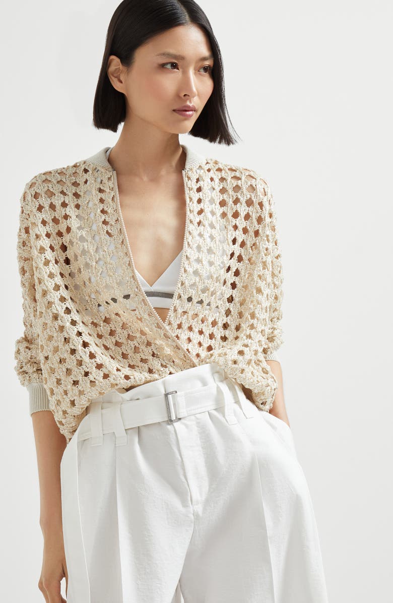 Brunello Cucinelli Dazzling Embroidery bomber, Alternate, color, 