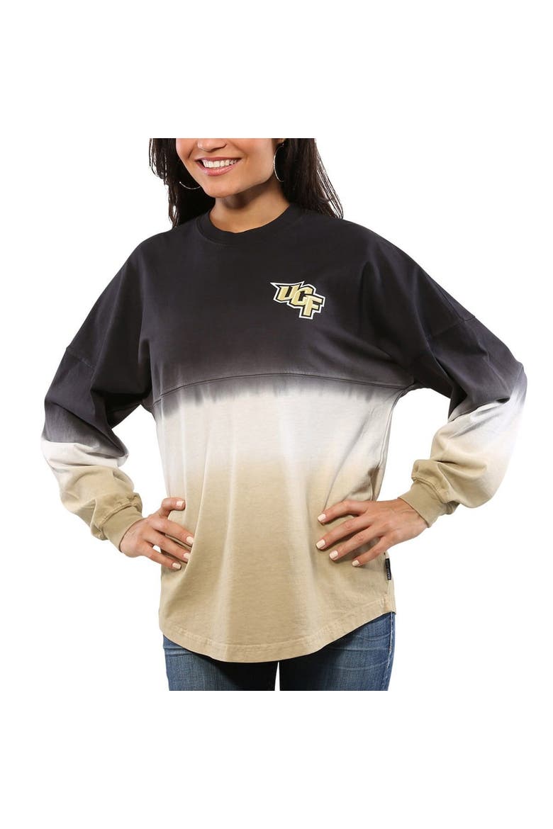 Women's Black UCF Knights Ombre Long Sleeve Dip-Dyed Spirit Jersey, Alternate, color, BLACK