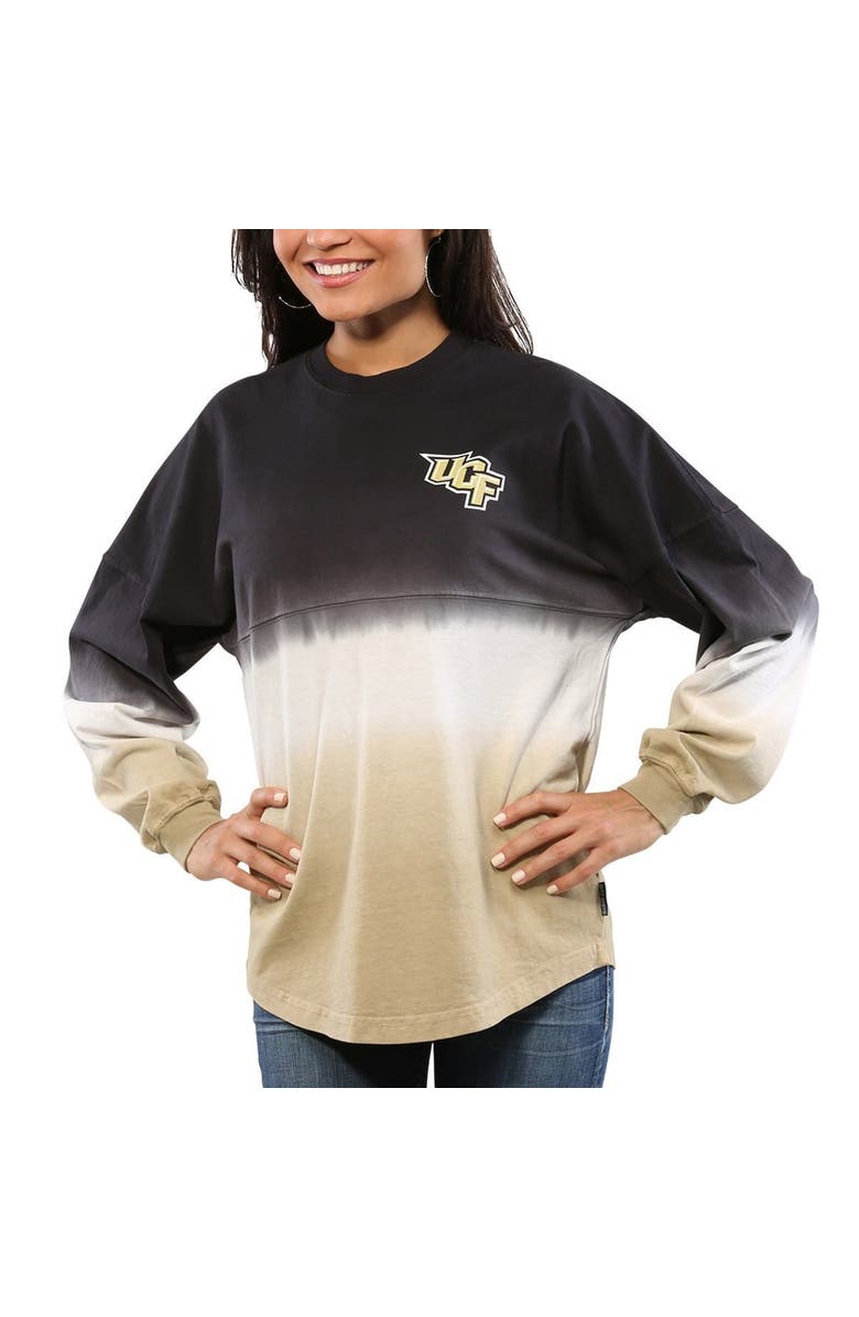 SPIRIT JERSEY Women's Black UCF Knights Ombre Long Sleeve Dip-Dyed Spirit Jersey, Alternate, color, Black