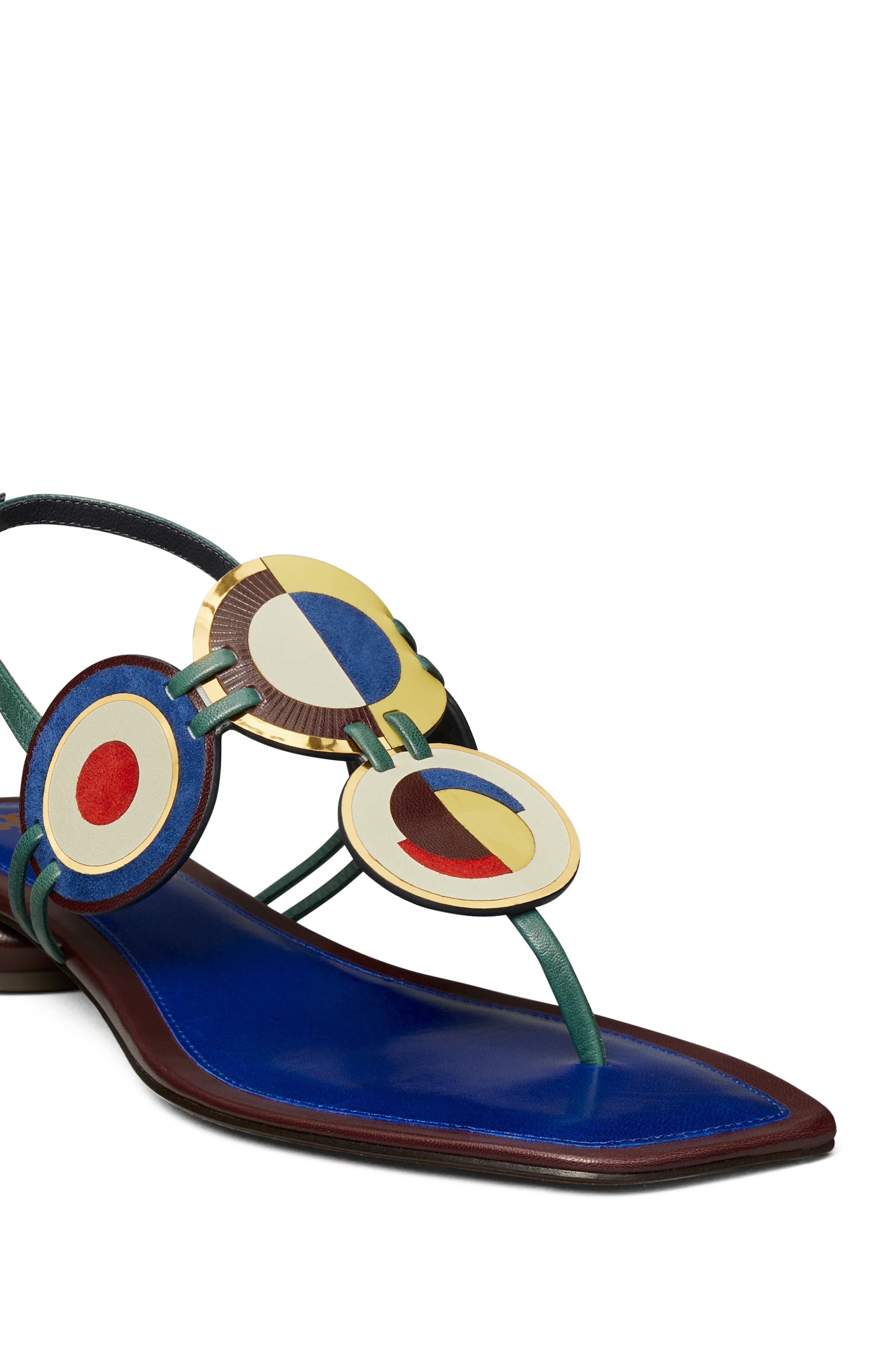 Tory Burch Marquetry Flat Disk Slingback Sandal, Alternate, color, 