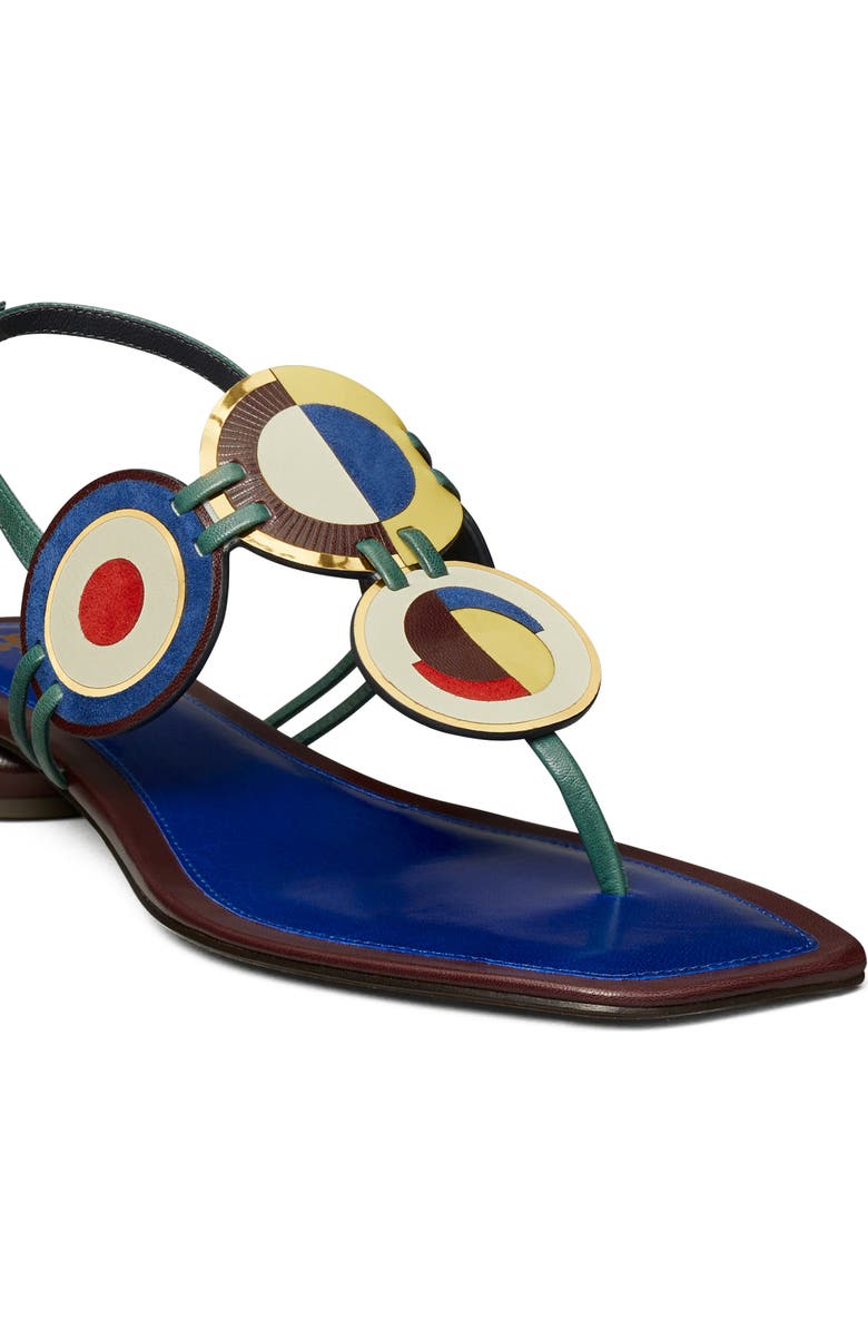 Tory Burch Marquetry Flat Disk Slingback Sandal, Alternate, color,