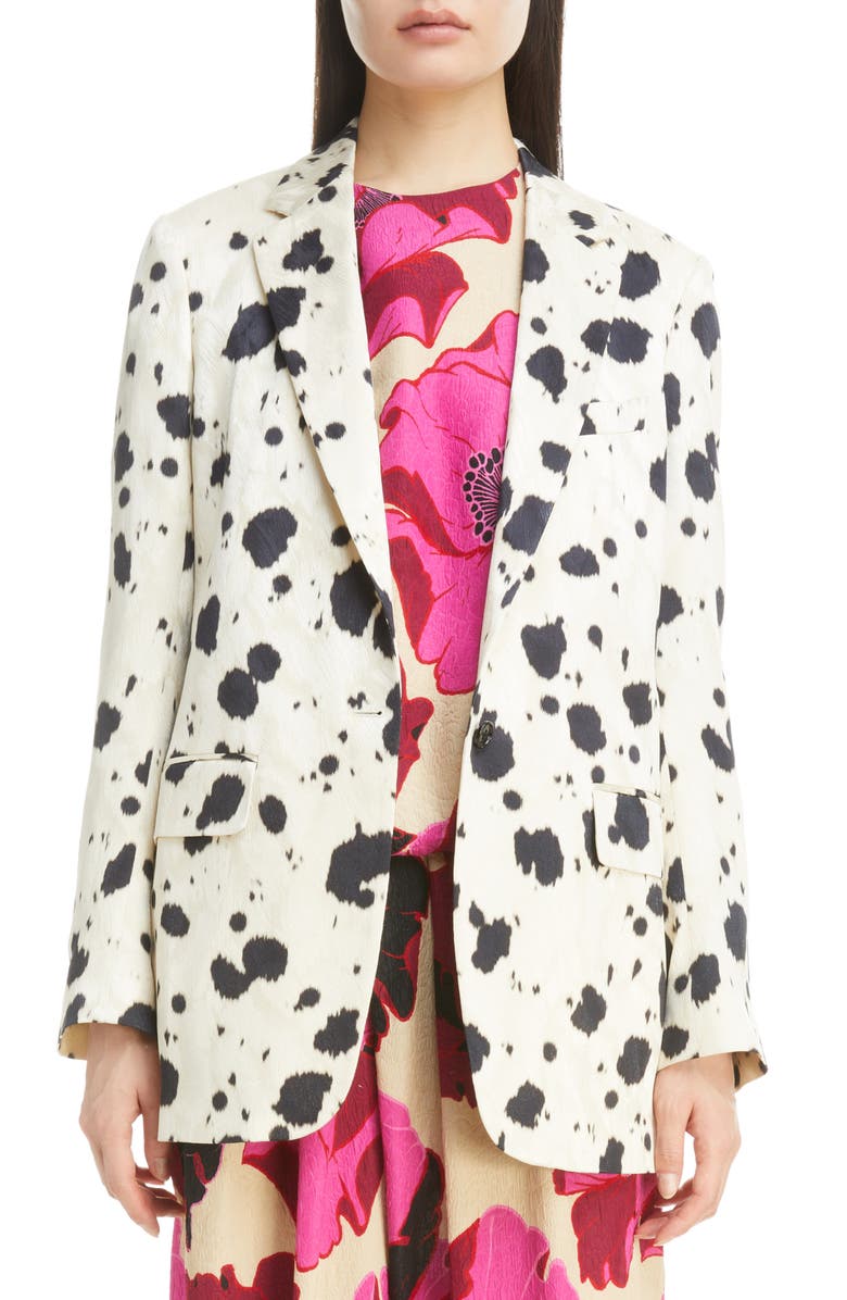 Dries Van Noten Blanchet Ink Spot Print Single Breasted Blazer, Main, color,