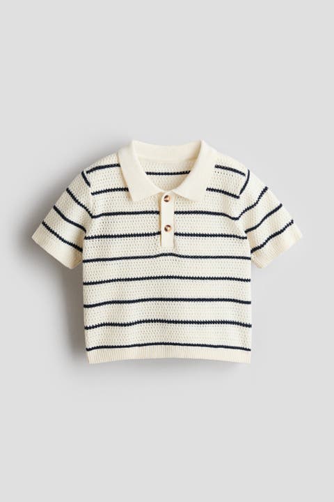 Pointelle-knit polo shirt