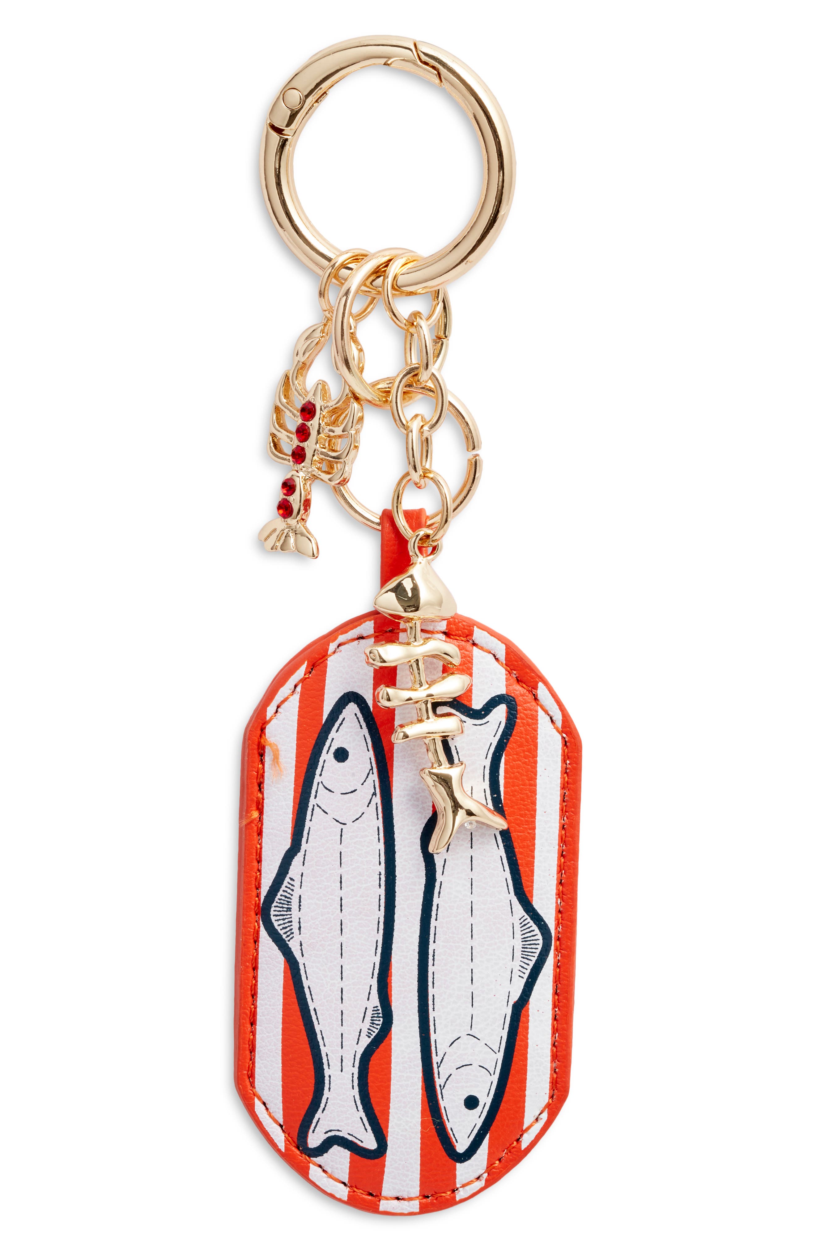 Chelsea28 Sardine Sea Life Faux Leather Bag Charm, Main, color, Red Multi- Gold