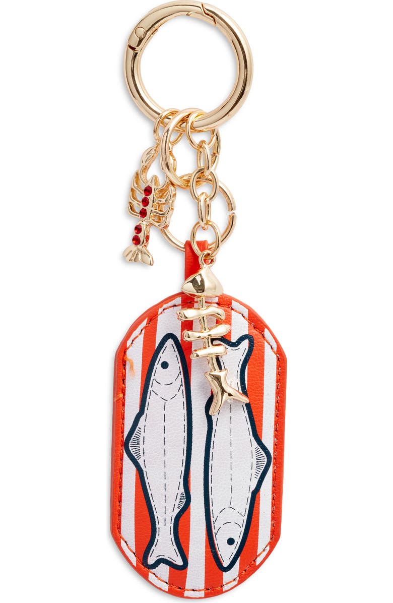 Chelsea28 Sardine Sea Life Faux Leather Bag Charm, Main, color, Red Multi- Gold
