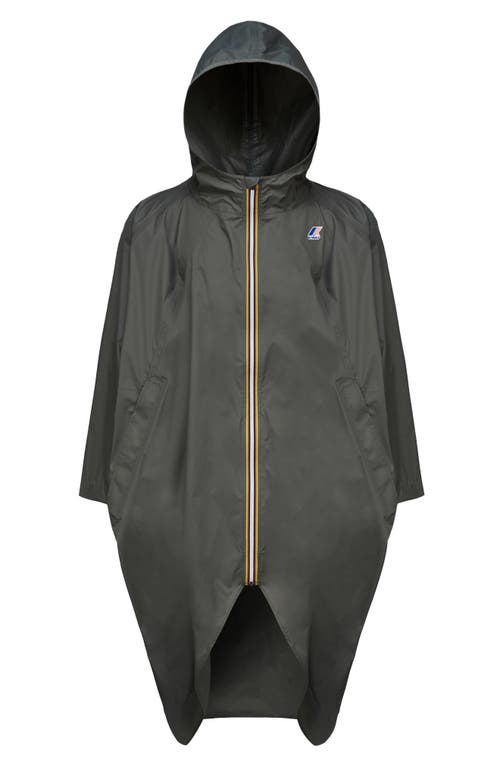 K-way Rennes Waterproof Packable Rain Poncho In Green Blackish