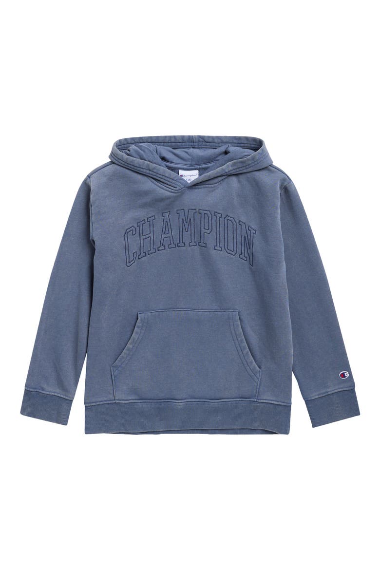 Kids' Washed Embroidered Hoodie, Main, color, VINTAGE INDIGO