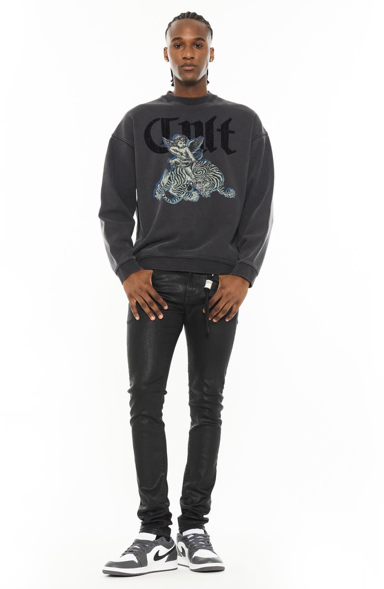 Cult of Individuality Punk 601 Coated Super Skinny Jeans, Alternate, color, Black Coated