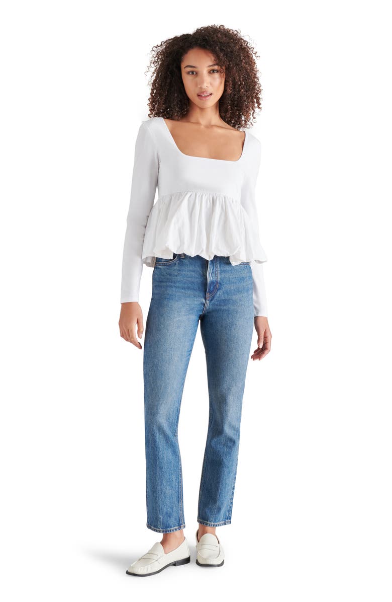 Steve Madden Avielle Bubble Hem Top, Alternate, color, White