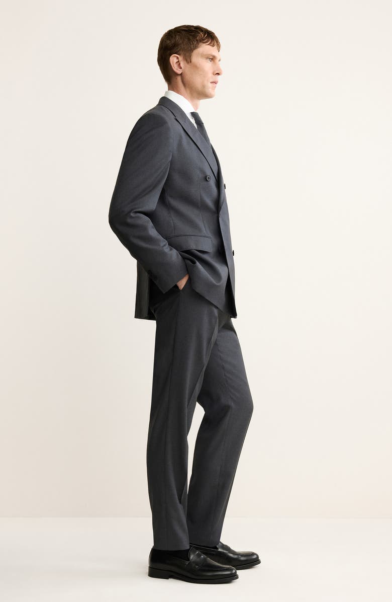 MANGO Double Breasted Wool Jacket, Alternate, color, Dark Heather Grey