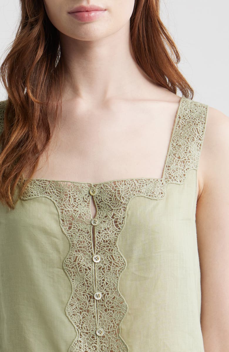 FRAME The Embroidered Crop Tank, Alternate, color, Sage