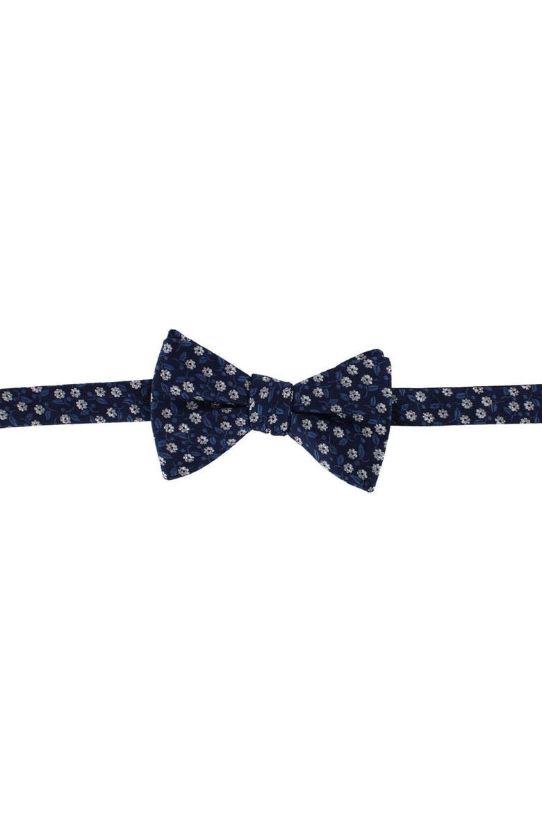Metallic Flowers and Leaves Bowtie, Main, color, Navy