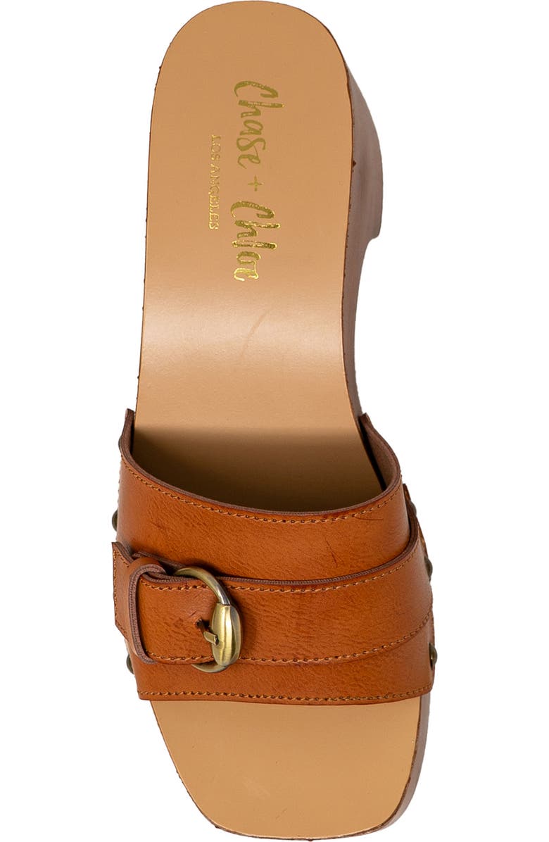 CHASE AND CHLOE Soraya Buckle Platform Wedge Slide Sandal, Alternate, color, Tan Pu