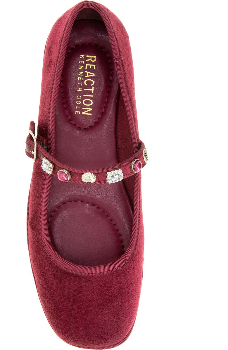 Reaction Kenneth Cole Elda Embellished Mary Jane Flat, Alternate, color, Dark Red Velvet