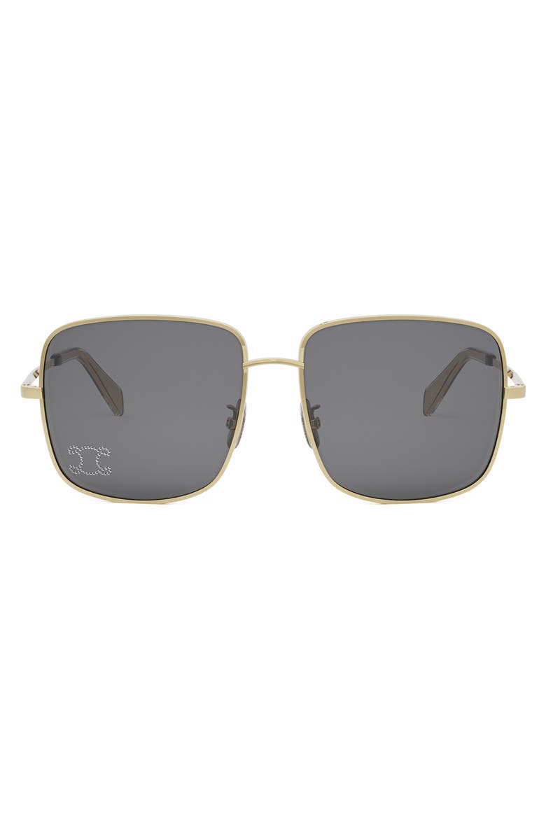 Rhinestone Triomphe 59mm Square Sunglasses, Main, color, SHINY ENDURA GOLD / SMOKE